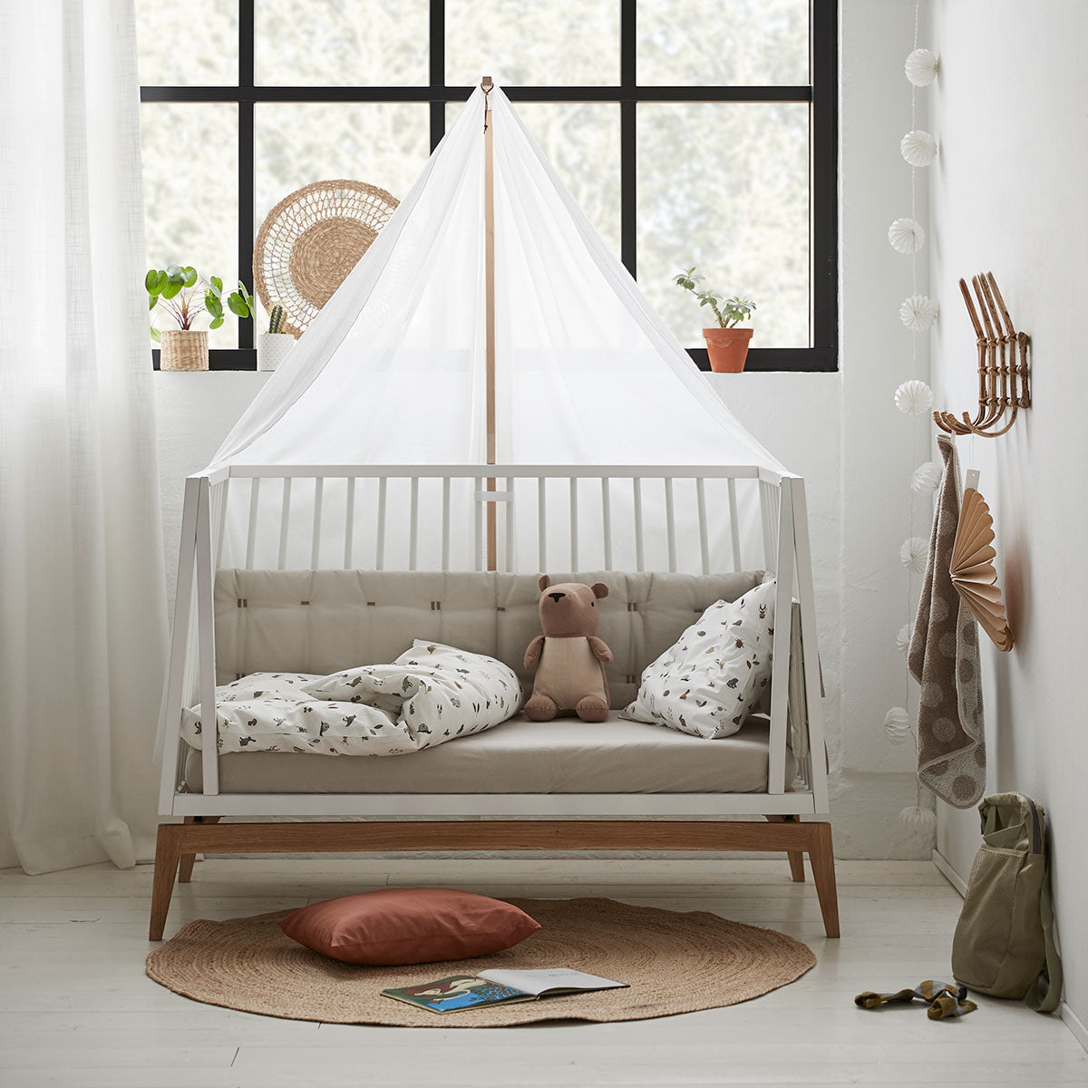 Umbauset für Luna Babybett 120cm mit Kissen und Himmel weiß