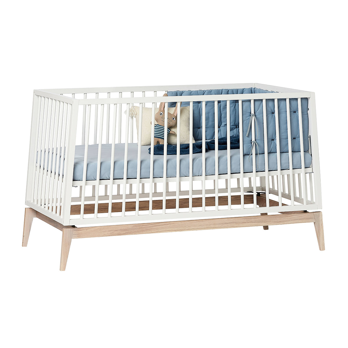 Luna Babybett 140x70cm, white/oak ausgeschnitten Baby