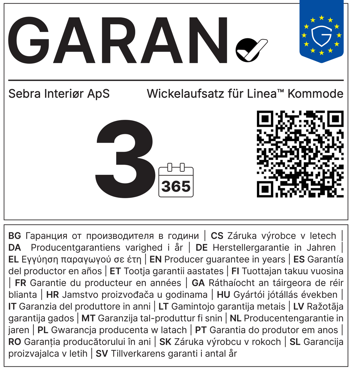 GARAN Label Wickelaufsatz für Linea™ Kommode