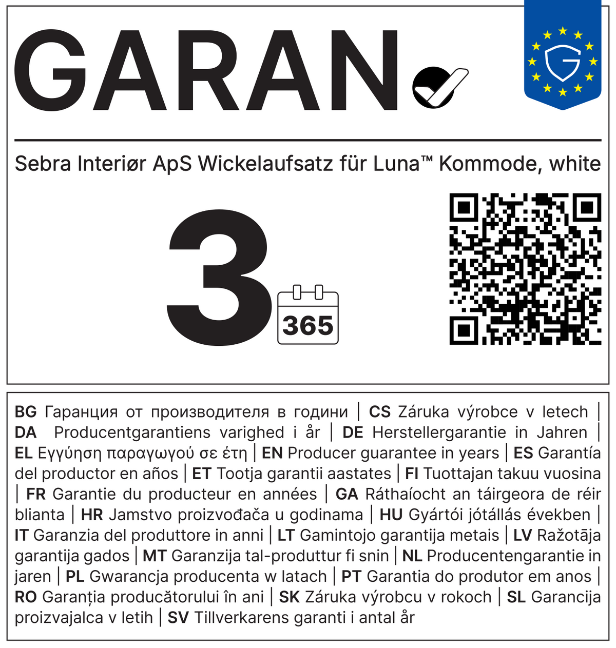 GARAN Label Wickelaufsatz für Luna™ Kommode, white